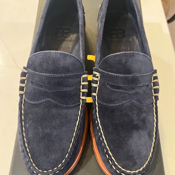 Allen Edmonds Sea Island Navy Blue Leather Penny Loafters main image 7